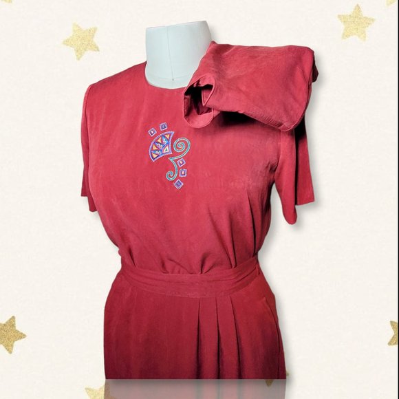 Vintage 80's City Girl Petites 3-Piece Embroidered Skirt Suit  - Size Large - Picture 3 of 15